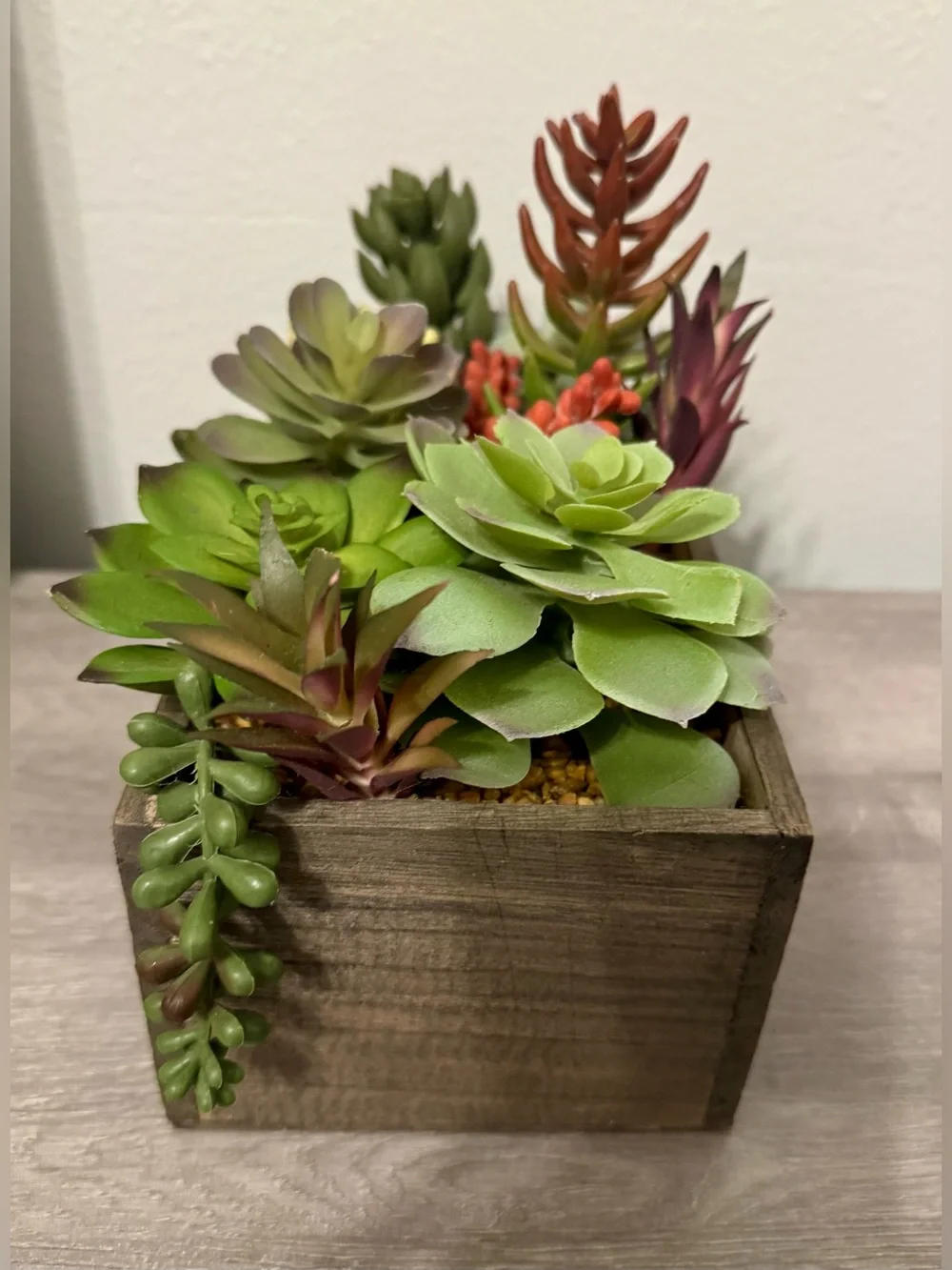 Better Homes & Gardens Faux Succulent Arrangement in a Wooden Box (9.75 x 6.5 in